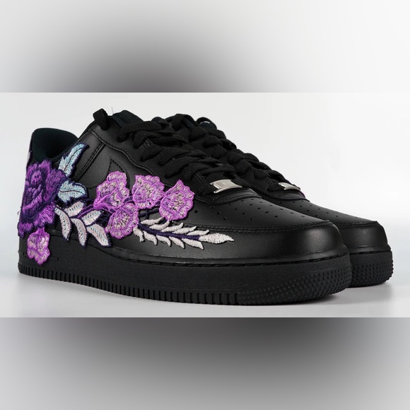 Nike Shoes Nike Air Force Low Black Custom Rose Poshmark